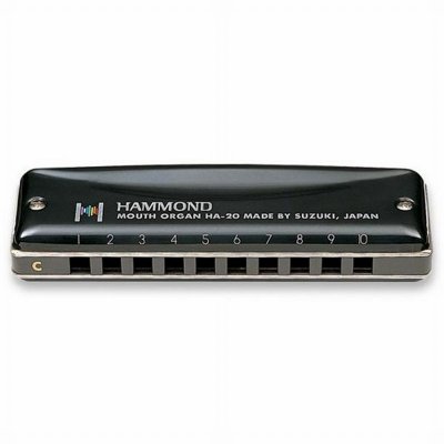 SUZUKI  HA20C Hammond Harmonica diatonique en do 10 Trous Noir