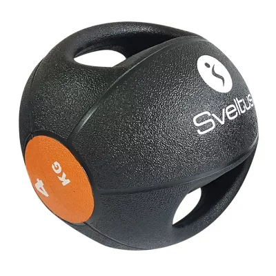 SVELTUS  ballon de m&eacute;decine double poign&eacute;e 4 kg noir