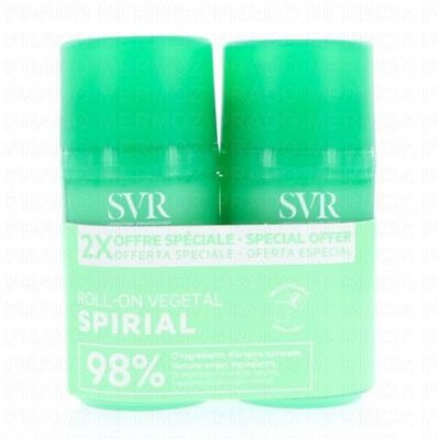 SVR  Spirial D&eacute;odorant Anti transpirant V&eacute;g&eacute;tal Roll On 50mL lot de 2