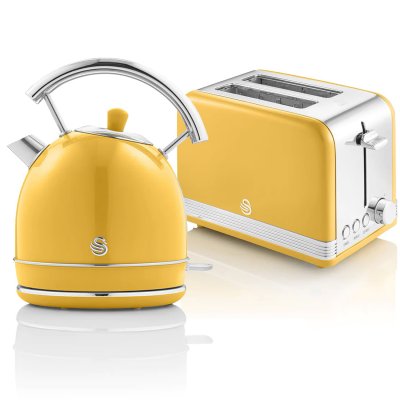 SWAN  Retro STP7050YELNEU Set petit-d&eacute;jeuner Bouilloire + Grille-pain Jaune
