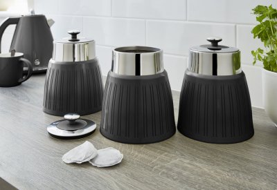 SWAN  Swka1024bn Bo&icirc;te De Rangement Pour Cuisine Ensemble De Service &Agrave; Th&eacute; + Caf&eacute; + Sucre 1,2 L