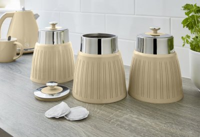 SWAN  SWKA1024CN Retro Lot de 3 bo&icirc;tes Cr&egrave;me