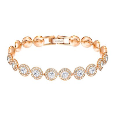 SWAROVSKI  Bracelet Angelic femme, cristaux blancs brillants et placage de ton or ros&eacute;, taille M