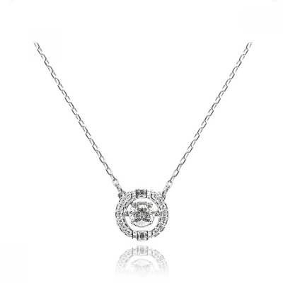 SWAROVSKI  Collier  Sparkling Dance Round, blanc, M&eacute;tal rhodi&eacute;