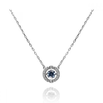 SWAROVSKI  Collier  Sparkling Dance Round, bleu, M&eacute;tal rhodi&eacute;