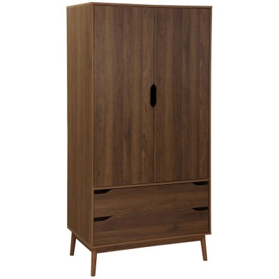 sweeek Armoire dressing vintage d&eacute;cor bois 2 portes 2 tiroirs 1 tringle 
