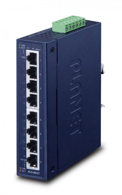 PLANET Switch Indust Gigabit -40/75&deg; - 8 Ports 10/100/1000