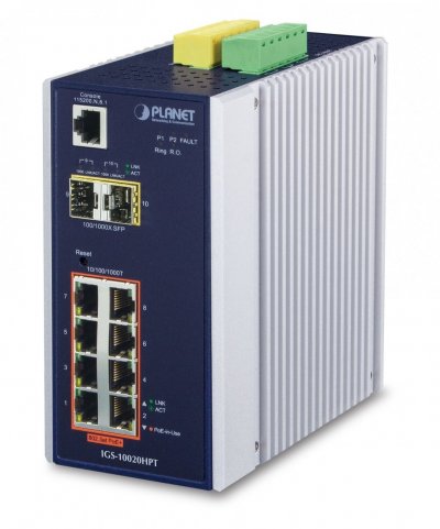 PLANET Switch Industriel L2 8 Giga Poe+ Avec 2 Sfp 100fx/1g