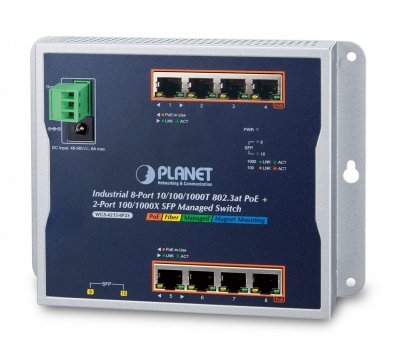 PLANET Switch Industriel Plat 8p Poe+ Avec 2 Sfp -40/75&deg;c