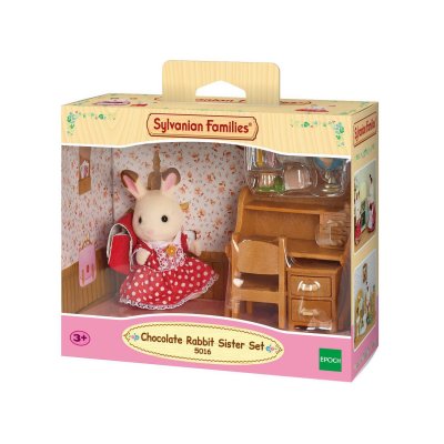 SYLVANIAN FAMILIES Sylvanian Fille Lapin Chocolat et Son Bureau