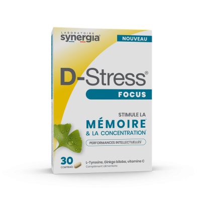 SYNERGIA  D'Stress Focus m&eacute;moire et concentration x30 comprim&eacute;s