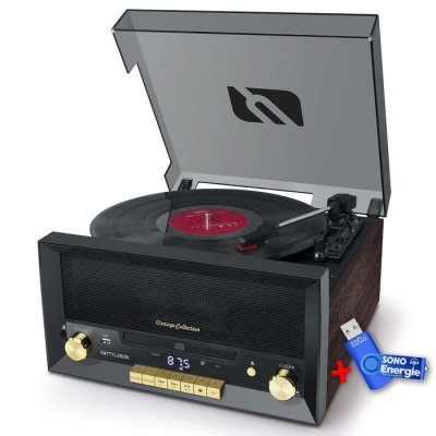 MUSE Syst&egrave;me Cha&icirc;ne HiFi CD 20W Vintage avec Platine Vinyle - CD/FM/USB/AUX - 33/45/78 Tours+cl&eacute; USB 32Go