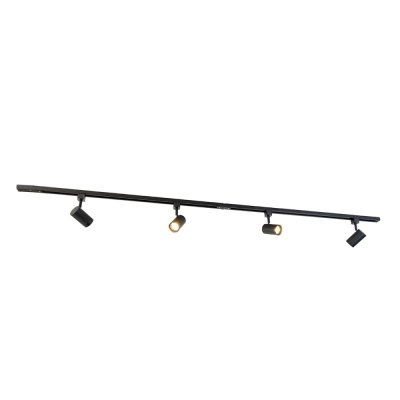 QAZQA Syst&egrave;me de rail intelligent monophas&eacute; avec 4 spots WiFi GU10 noir - Jeana