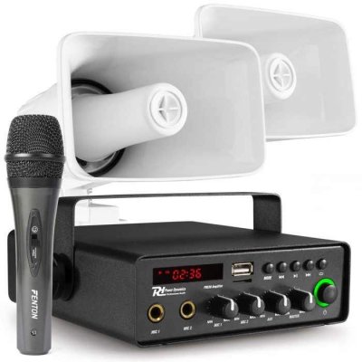 POWER DYNAMICS Syst&egrave;me de Sonorisation  12V 30W avec Microphone 2 Haut-Parleurs pour V&eacute;hicule