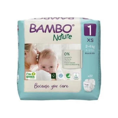 BAMBO T1  Nature 22 Couches Taille 1, Couche &Eacute;cologique B&eacute;b&eacute; 2 &Agrave; 4 Kg