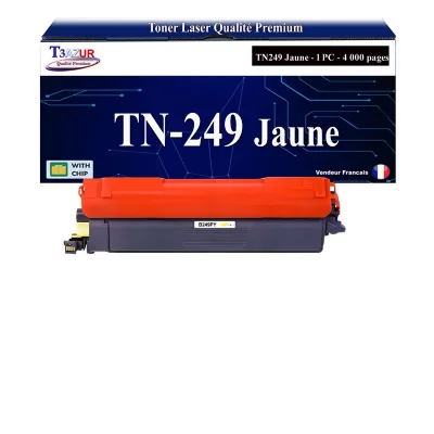 T3AZUR  -Toner compatible avec Brother HL-L8230CDW, HL-L8240CDW, MFC-L8340CDW, TN249 Jaune