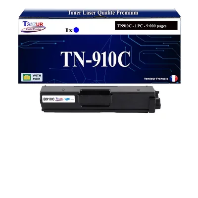 T3AZUR  -Toner compatible avec Brother HL-L9310CDW, HL-L9310CDWT, HL-L9310CDWTT, TN910 Cyan