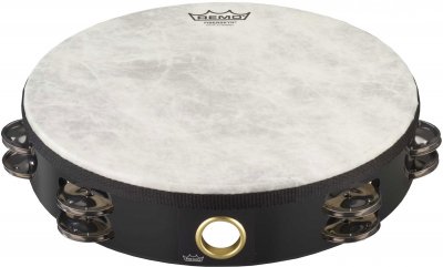 REMO TA-5210-70 - Tambourin 10 avec 2 rang&eacute;es de 8 cymbalettes avec peau non-accordable