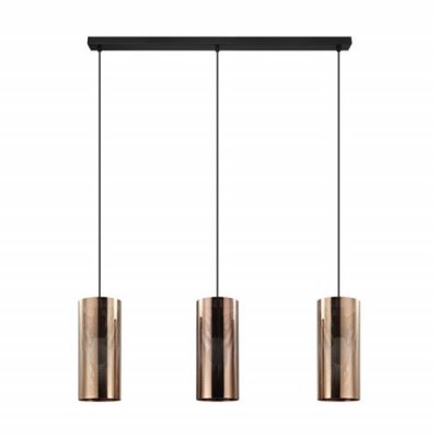 EGLO Tabiago Plafonnier Suspendu &Agrave; 3 Lampes, Barre Droite, Noir