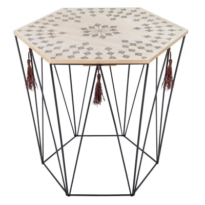 Table &agrave; caf&eacute; octogonale en m&eacute;tal ""etnik"" 40cm noir