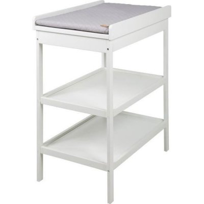 ROBA Table &agrave; langer 2 &eacute;tag&egrave;res en bois blanc + matelas &agrave; langer gris 