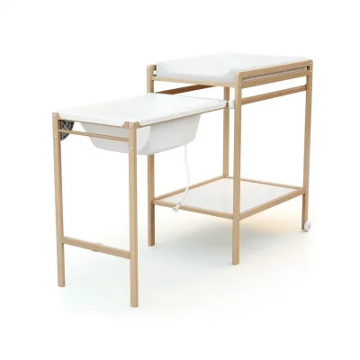 AT4 Table &agrave; Langer avec baignoire en bois de h&ecirc;tre verni Essentiel