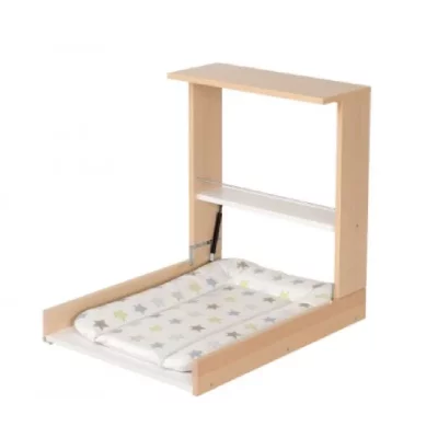 Table &agrave; langer murale en bois blanc wicki matelas &agrave; langer souple &agrave; po