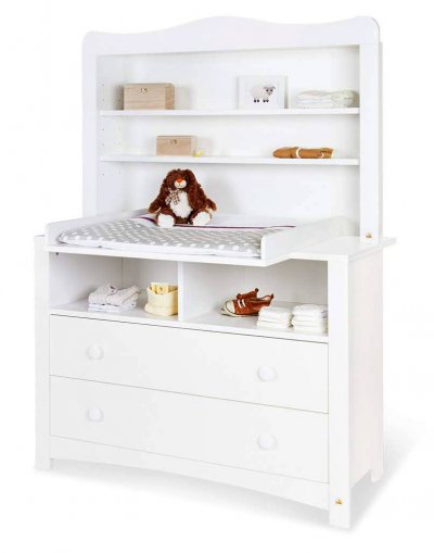 Table &agrave; langer pour b&eacute;b&eacute;s extra-large avec &eacute;tag&egrave;re blanc Florentina Pinolino