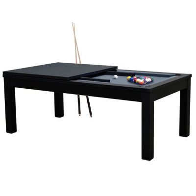 MAISON PAVANE Table &agrave; manger convertible billard - Noir & Tapis gris