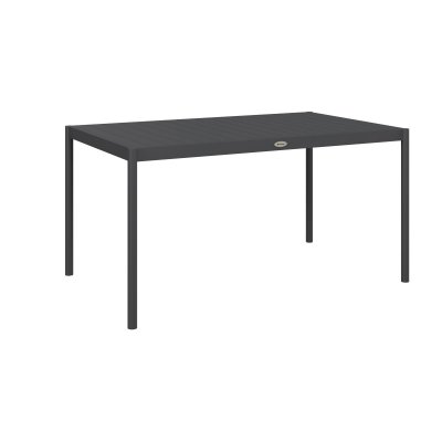 OUTSUNNY Table &agrave; manger de jardin 6 places plateau lattes aspect bois alu gris