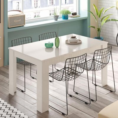 Table &agrave; manger extensible L140/190 x P90 x H78 cm, blanc LEA