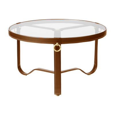 Table basse - ADNET &Oslash; 70 &Oslash; 70 x H 45 cm Cuir marron