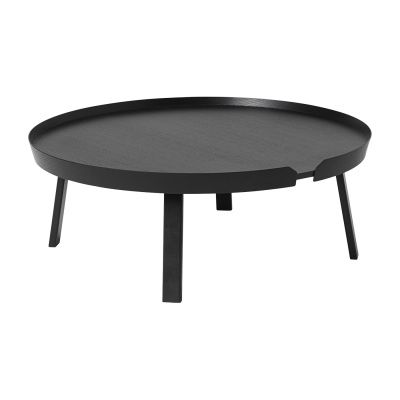 Table basse - AROUND XL Diam 95cm x H 36cm Fr&ecirc;ne teint&eacute; Noir