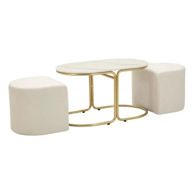 Table basse avec 2 tabourets Mauro Ferretti Relax