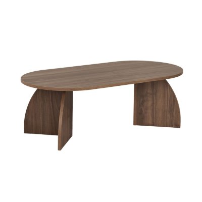 Table basse avec pieds courb&eacute;s l120 cm - noyer