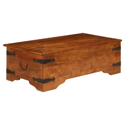 Table basse bois d'acacia solide avec finition miel 110x55x35cm