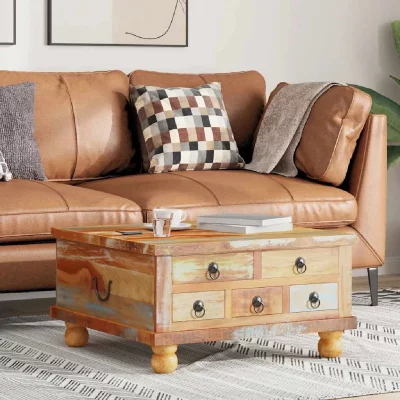 Table basse Bois de r&eacute;cup&eacute;ration 70 x 70 x 38 cm vidaXL - Multicolore