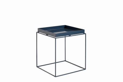 Table basse carr&eacute;e en m&eacute;tal bleu profond 40 x 40 x 44 cm Tray - HAY