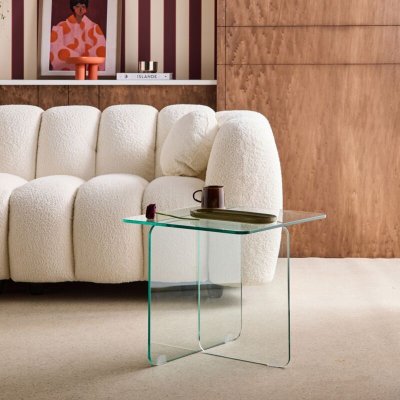 Table basse carr&eacute;e en verre tremp&eacute; 50cm transparent - Glintz