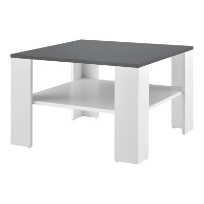 Table Basse De Salon Aachen 60 x 60 x 40 cm Blanc et Gris Fonc&eacute; [en.casa]