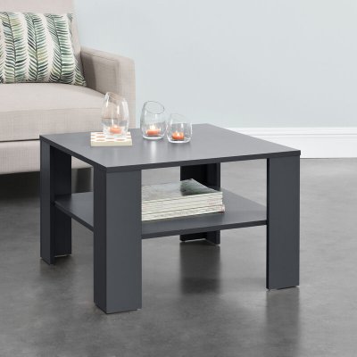 Table Basse De Salon Aachen 60 x 60 x 40 cm Gris Fonc&eacute; [en.casa]