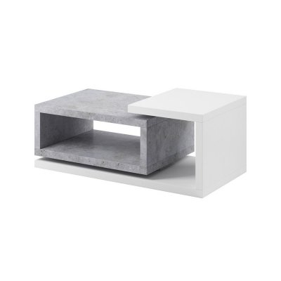 Table basse design collection bergame. Coloris blanc et gris. Style design