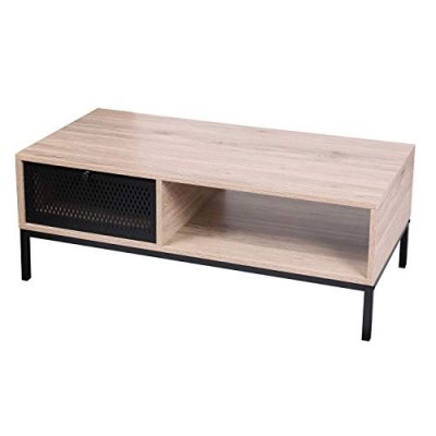Table basse design industriel Soho - L. 100 x H. 36 cm - Noir