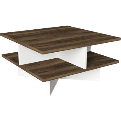 Table basse design scandinave Hamton - L. 60 x H. 31 cm - Marron noix