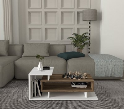 Table basse design scandinave Spring - L. 90 x H. 35 cm - Blanc