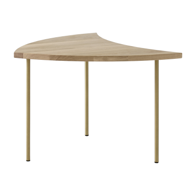 Table basse en ch&ecirc;ne huil&eacute; et pieds laiton Pinwheel HM7-&tradition