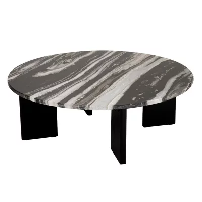 Table Basse En Marbre ""mathilde"" 90cm Noir & Gris