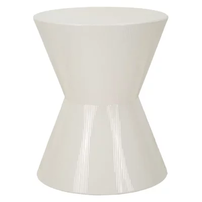 Table basse en m&eacute;tal blanc brillant, &oslash; 45 x 55 cm
