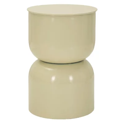 Table basse en m&eacute;tal cr&egrave;me brillant, &oslash; 31 x 46 cm