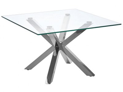 Table basse en verre avec pieds argent&eacute;s 70 x 70 cm STARLIGHT